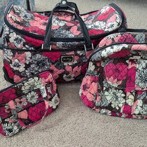 Vera Bradley Mocha Rouge travel set